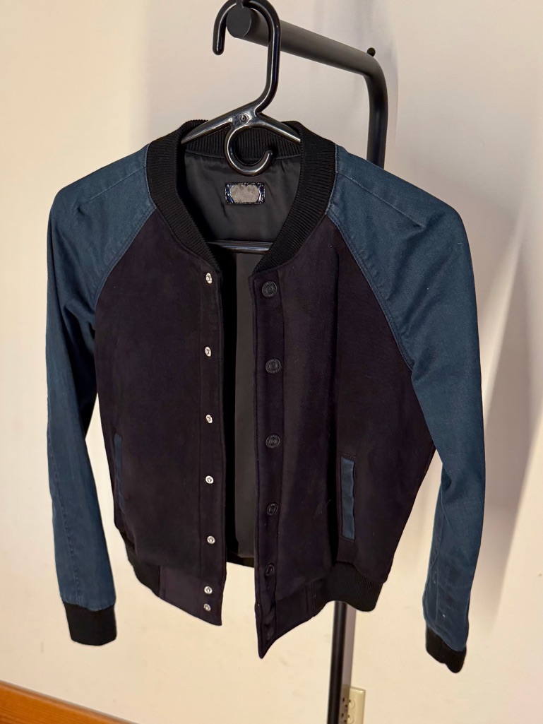Mother Two-Tone Bomber Jacket In Black & Teal